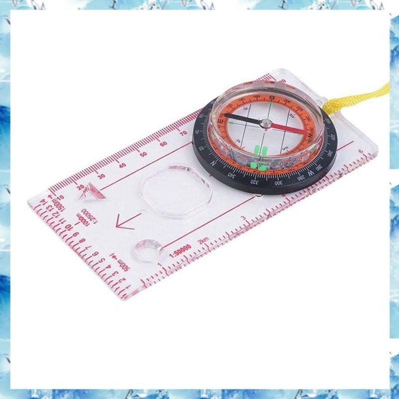 [ ] ไม้บรรทัด Baseplate เข็มทิศแว่นขยายขนาดแผนที่พร้อมสายรัดตั้งแคมป์เดินป่า OCOMP7198