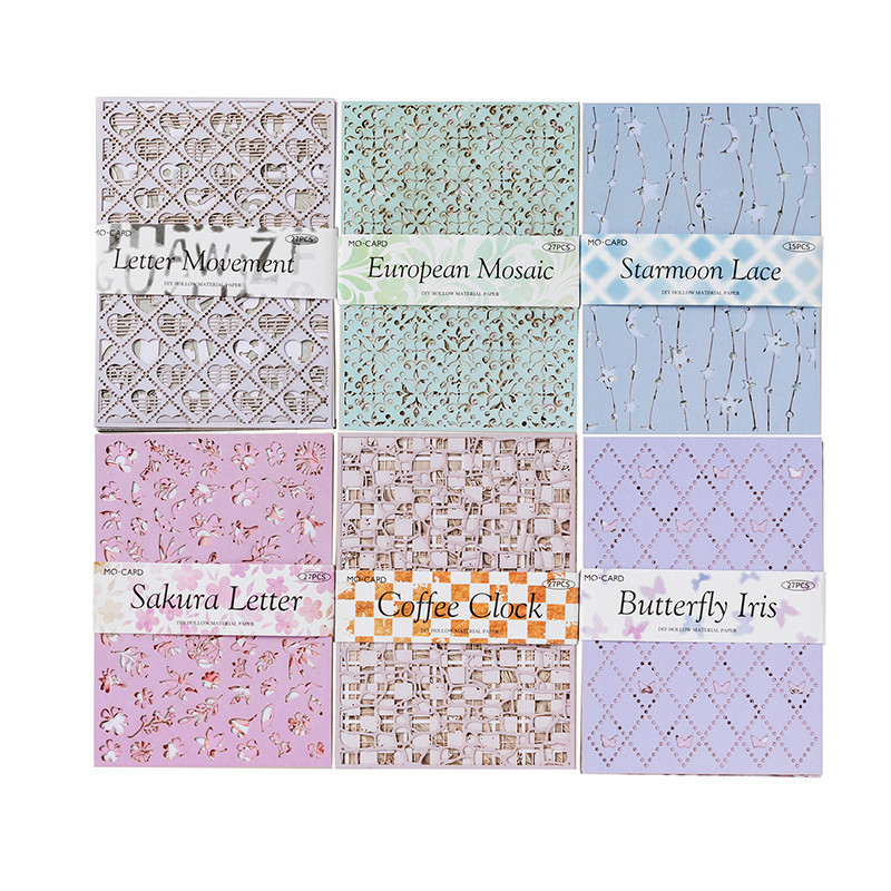 คุซโม 27ชิ้น/แพ็ค วินเทจสําเภาบันทึกภาพตัดปะกลวงวัสดุกระดาษ[ชุดศิลปะระหว่างกระดาษ]ทําเองอุปกรณ์สมุดภาพไดอารี่เดคโคกระดาษคาร์ฟท์ บูโจเครื่องเขียน