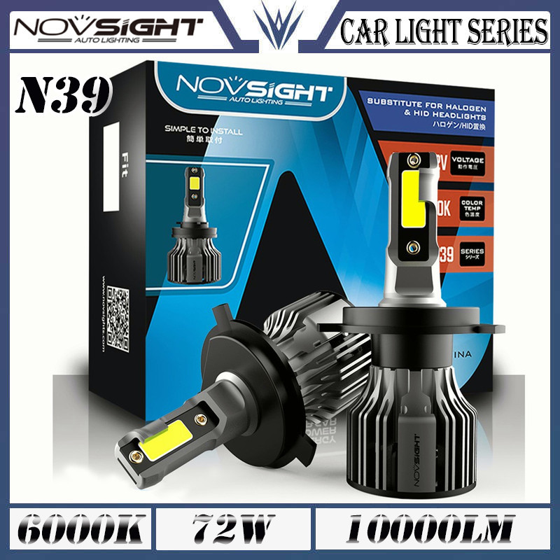 Novsight N39 ไฟหน้ารถ COB ลูกปัดโคมไฟ หลอดไฟหน้ารถยนต์ LED H4 H7 H11 9005 9007 หลอดไฟตัดหมอก สําหรับรถยนต์ 72W 10000Lm