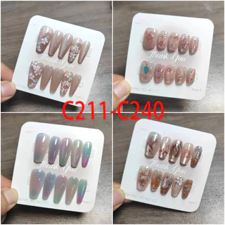 10 ชิ้น/เซ็ตแมวตาเล็บปลอมเล็บปลอมที่ทําด้วยมือสายรุ้งสีออกแบบเล็บปลอมด้วยกาว