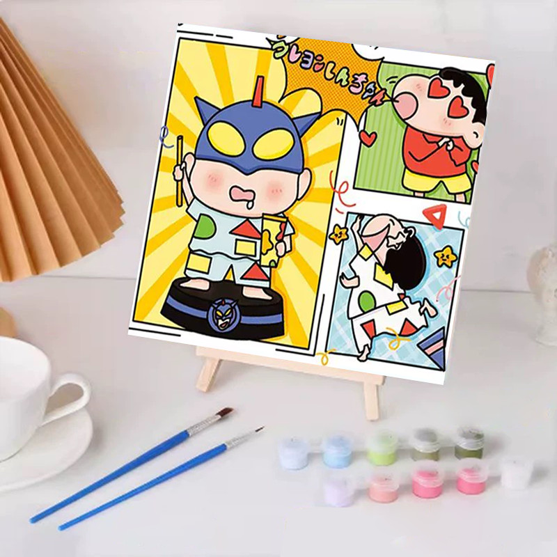 มีกรอบ ระบายสีตามเลข 20*20CM Crayon Shin-chan DIY ภาพวาดสีน้ำมันดิจิตอล จัดส่งทันที - รูปที่ 7