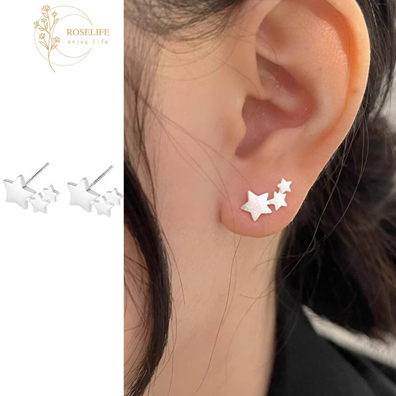 Roselife เกาหลี S925 Silver Starlink ต่างหูสตั๊ดสําหรับผู้หญิงสาว Star Hypoallergenicity สวมใส่ทุกวันเลือกฟรีหูเครื่องประดับอุปกรณ์เสริม