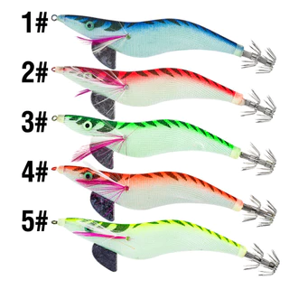 1pcs Luminous ปลาหมึก Jig Hooks กุ้งประดิษฐ์ Lures น้ําเค็ม 3D ตาพลาสติก Hard เหยื่อสําหรับ Octopus Cuttlefish