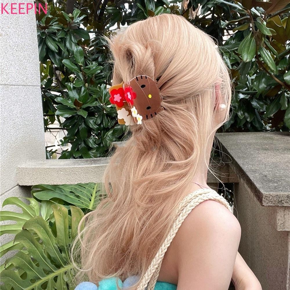 Keepin Acetic Acid Animal Hair Claw, Acetate Kitty Cat Hair Clip, Fashion Cartoon KT Grab Clip Shark Clip Girl
