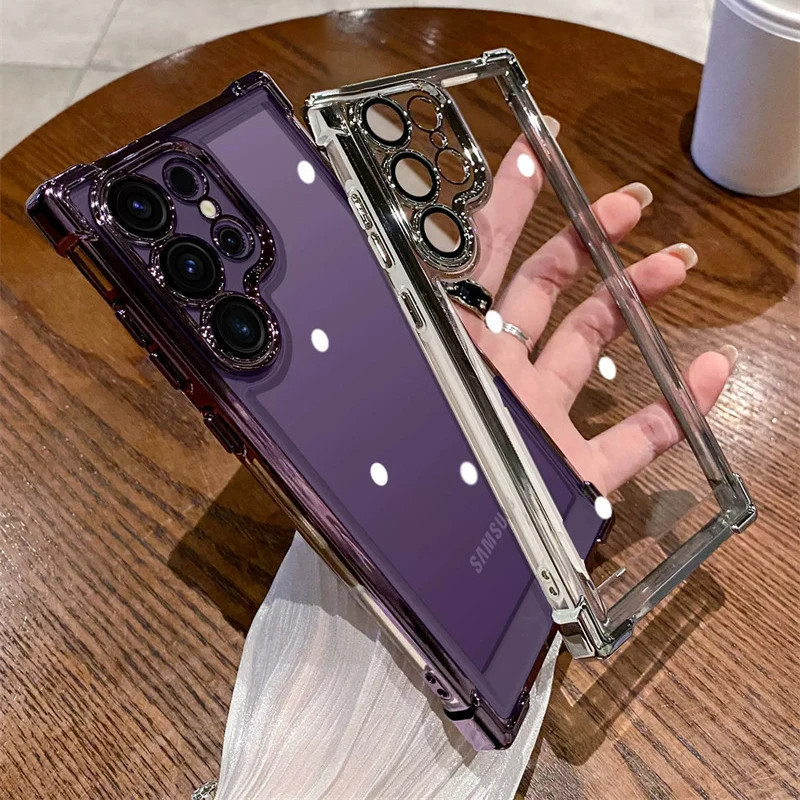 SAMSUNG หรูหราพร้อมเลนส์ Flim ปกป้องเคสโทรศัพท์กันกระแทกสําหรับSamsung Galaxy S25 S22 S23 S24 Ultra 