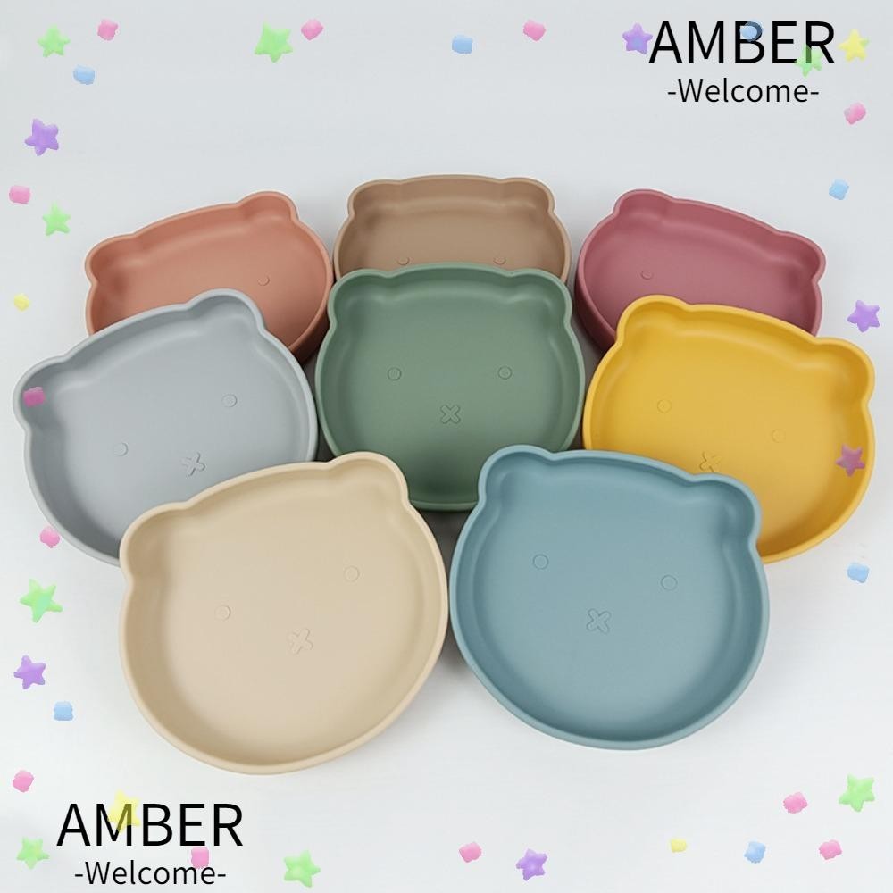 Amber Baby Bear Plate, เกรดอาหารหมีเสริมอาหารดูด Cup, กันน ้ ําเด ็ กเสริม Shatter-proof ซิลิโคนเด ็ ก Feeding Tableware เด ็ ก