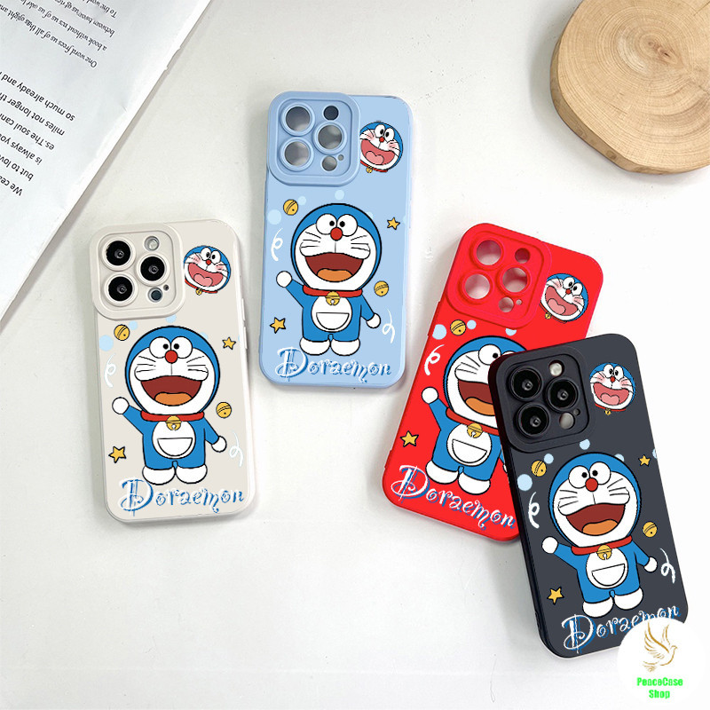 COD-ในไทย เคส โดราเอมอนน่ารัก ยกมือขึ้นอย่างมีความสุข สําหรับiPhone 7 8 X 11 12 13 14 15 TPU เคสกรอบเลนส์มุมขวาคู่รัก