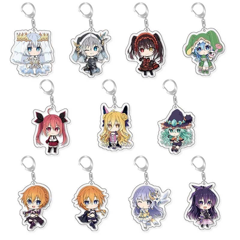 Date A LIVE Yatogami Tohka Yoshino Itsuka Kotori Yamai Yuzuru อะนิเมะจี้อะคริลิคพวงกุญแจพวงกุญแจอุปกรณ์เสริมการ์ตูนคอลเลกชันของขวัญ