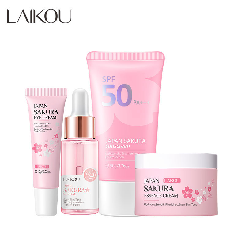Laikou Sakura Sunscreen Rejuvenation Serum Remove Eye Cream Spf50 4 ชิ้น