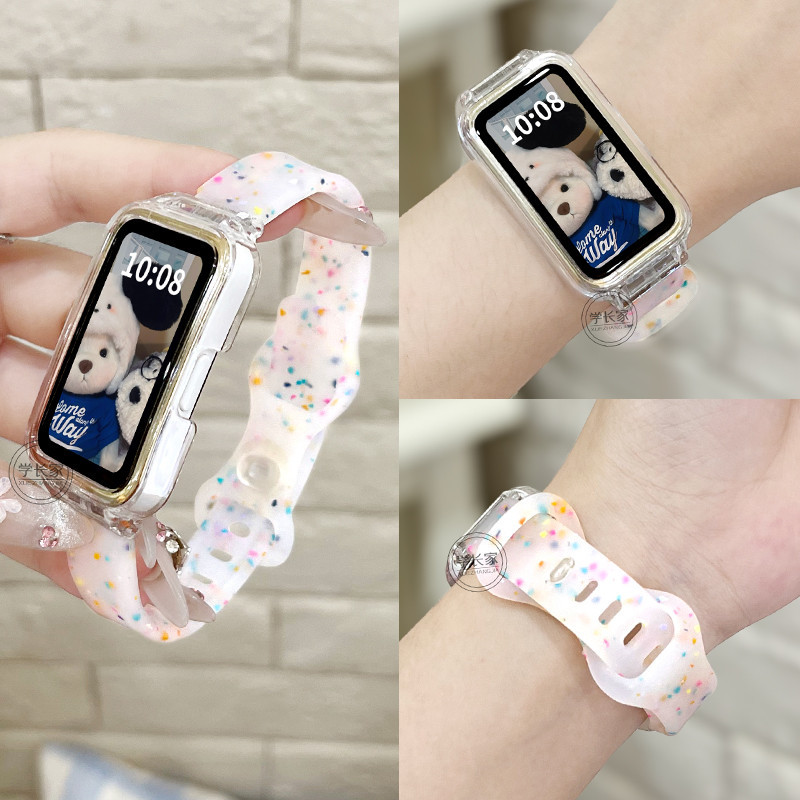 สายรัดซิลิโคนเยลลี่ใสพร้อมเคสสําหรับ Samsung Galaxy FIT 3 สร้อยข้อมือสายระบายอากาศ Samsung Fit3 สายรัดข้อมือแบบสปอร์ตเปลี่ยนอุปกรณ์เสริม