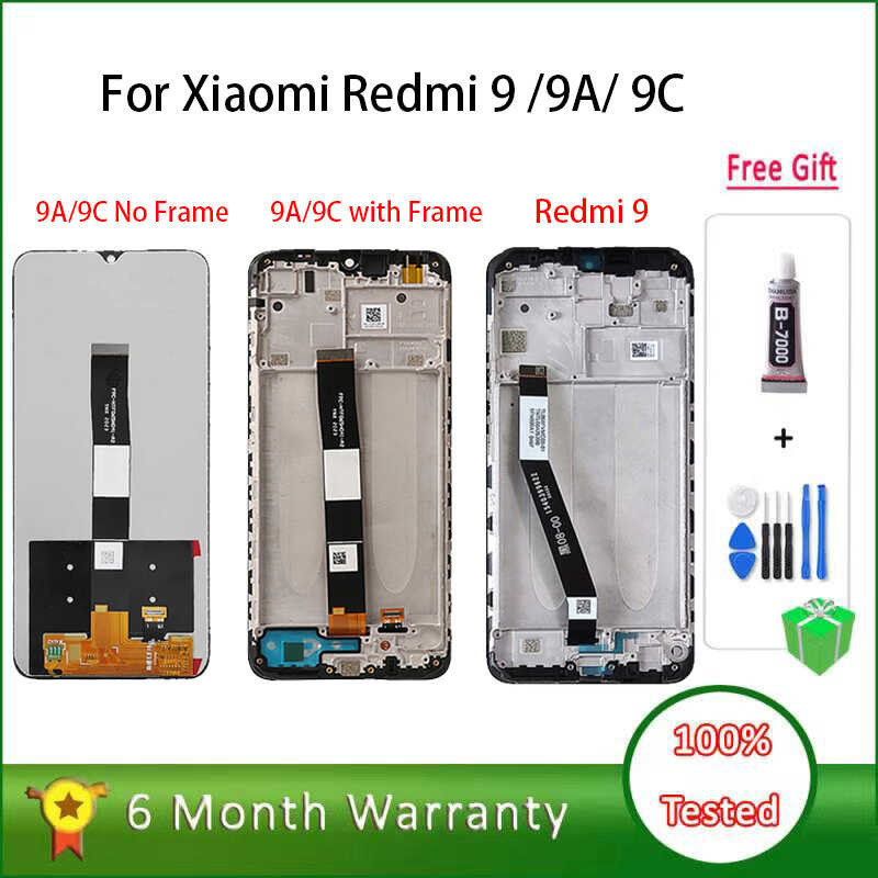 100% Tested LCDs For Xiaomi Redmi 9 9A 9C LCD With Frame Touch Screen Assembly For Redmi 9A 9C LCD