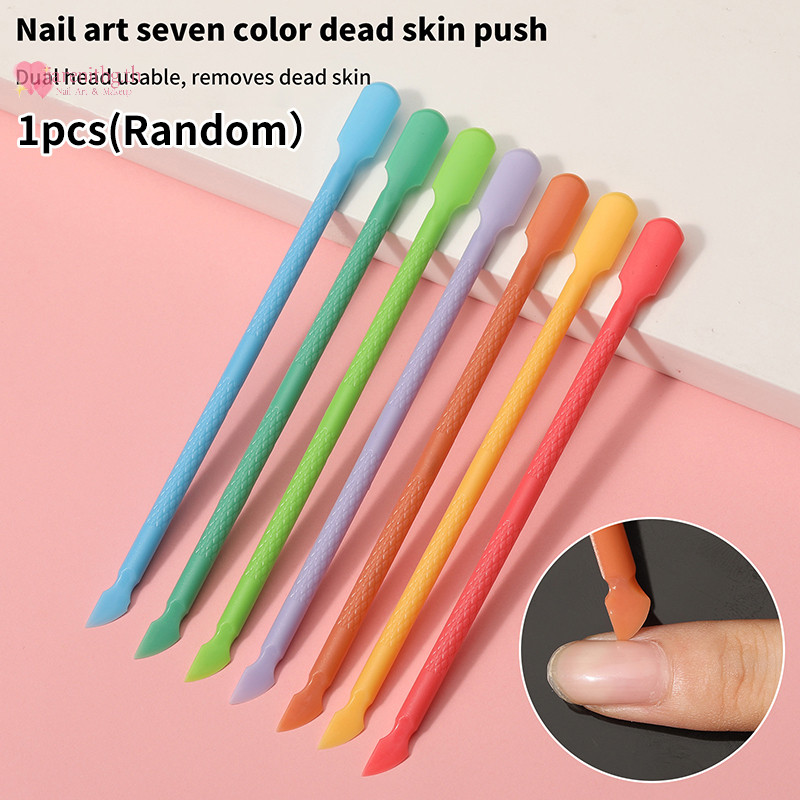 Renbg 1pcs ABS Cuticle Pusher Double-ended Dead Skin Push Remover สําหรับเล็บทําความสะอาดเล็บ Pedicure Care เครื่องมือ TH