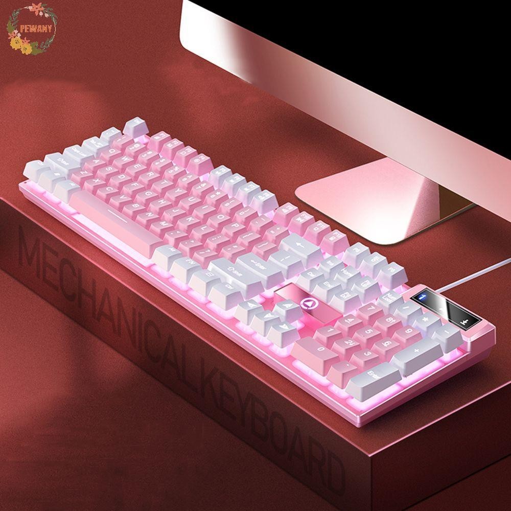 Pewanydi คีย์บอร์ดแบบกลไกอุปกรณ์ต่อพ่วงคอมพิวเตอร์ ABS 1PC สีดํา USB แบบมีสาย E-sports คีย์บอร์ดเกม
