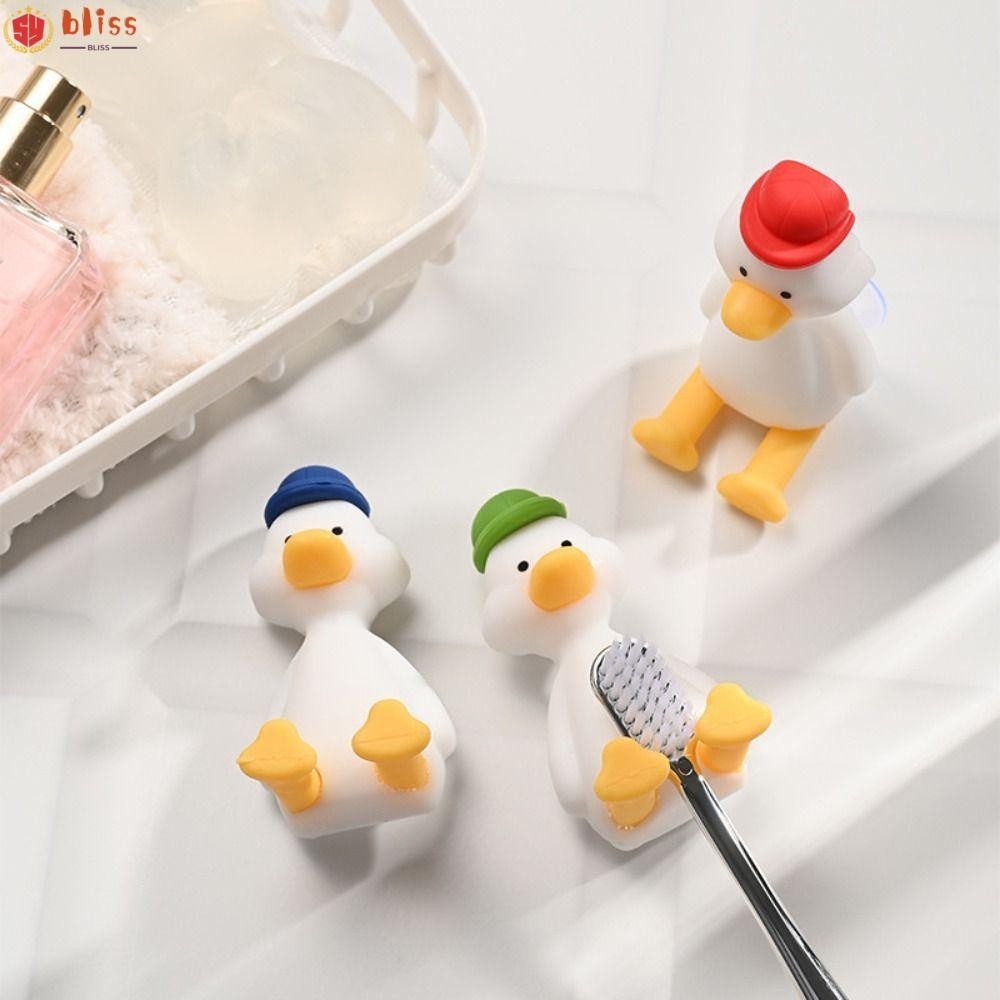 Blliss ที่วางแปรงสีฟันเป็ด, ที่วางแปรงสีฟันติดผนัง, ชั้นวางแปรงสีฟันการ์ตูนน่ารักซิลิโคนสร้างสรรค์