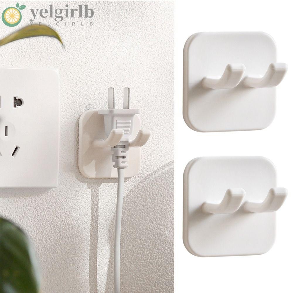 Yelgirlb Plug Hook,Double Hook Punch-free Power Plug Socket, Wall กาวสายไฟ Storage Rack Kitchen