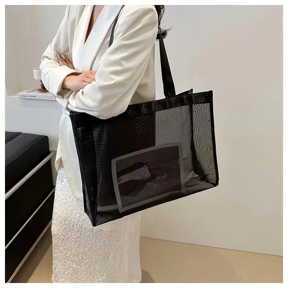 กระเป๋าช้อปปิ้งตาข่ายสะดวกสบาย,กระเป๋าเดินทาง,กระเป๋าถือขนาดใหญ่ Fish Letter Pattern - รูปที่ 2