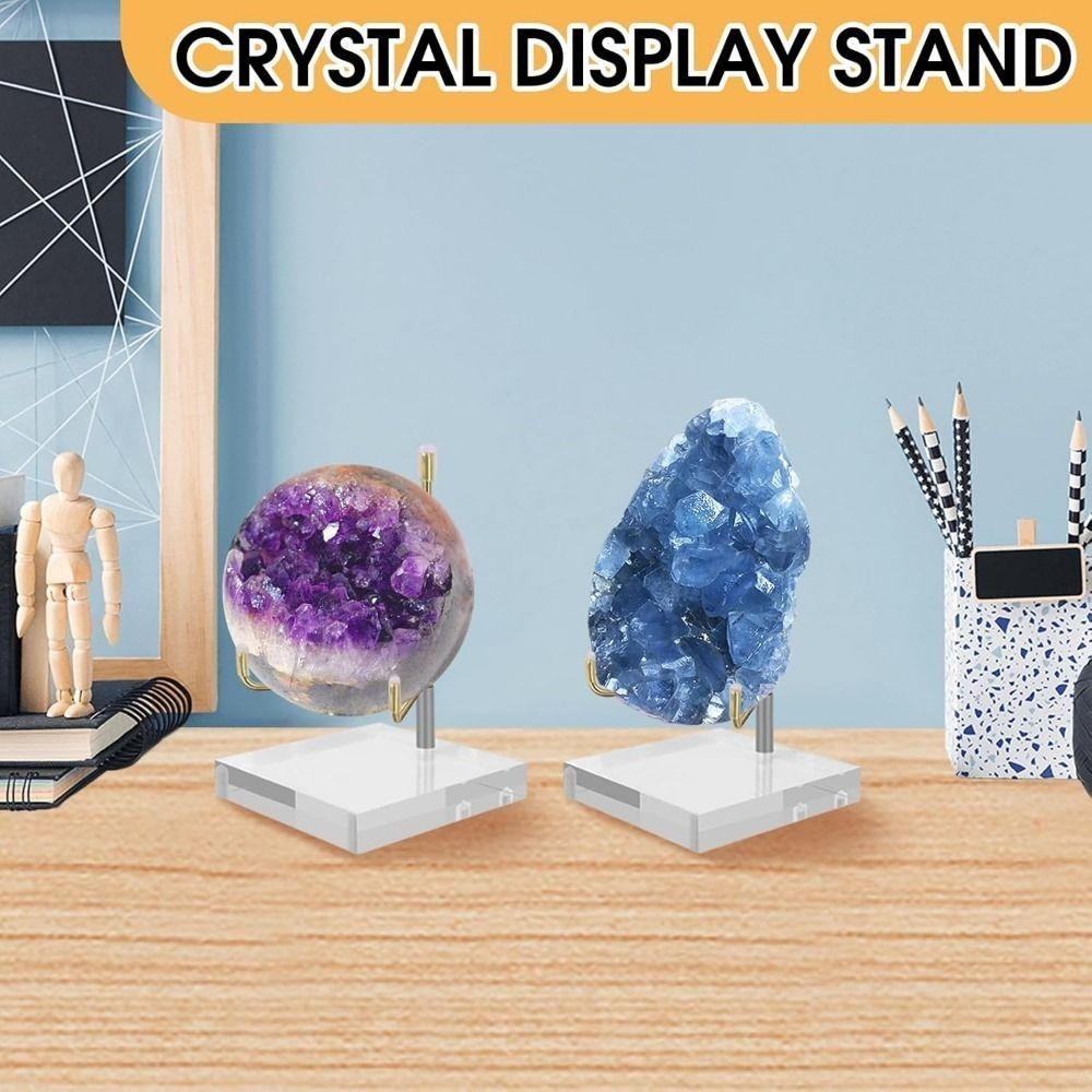 เนฟส์ ขาตั้งจอแสดงผลอะคริลิคใส,ฐานกลม/ตารางกรณียางนุ่มแขนโลหะผู้ถือคริสตัล,ทนทานมั่นคงง่ายต่อการติดตั้งรอยขีดข่วนหินของสะสมชั้นวางร็อค - รูปที่ 3