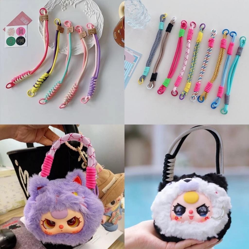 Baby Three เด็กสามชุดคอลเลกชันแขวนแหวนสร้างสรรค์ทอที่มีสีสันที่ถอดออกได้ ทําเอง พวงกุญแจ