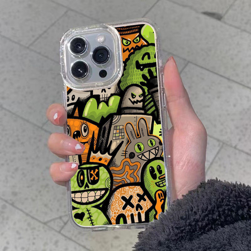 เคสโทรศัพท์ TPU เคสไอโฟน นิ่มกันกระแทก เคสไอโฟน 11 12 14 15 13 Pro Max XR XS X 7 8P มอนสเตอร์ผัก เรืองแสง