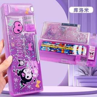 Sanrio Melody Glitter กล่องเครื่องเขียนมัลติฟังก์ชั่นนักเรียนชั้นประถมศึกษากล่องดินสอการ์ตูนสาวคว