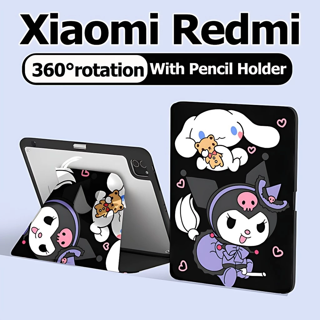 เคสแท็บเล็ต Redmi/Xiaomi สําหรับ Redmi Pad SE 11 Redmi pad2 Xiaomi Pad 7/7 Pro 6/6Pro Xiaomi 5/5 Pro เคส Redmi 10.61 pad pro12.1 มุนได้360องศา Kuromi เคส Xiaomi ปกผู้ถือปากกาด้านขวา