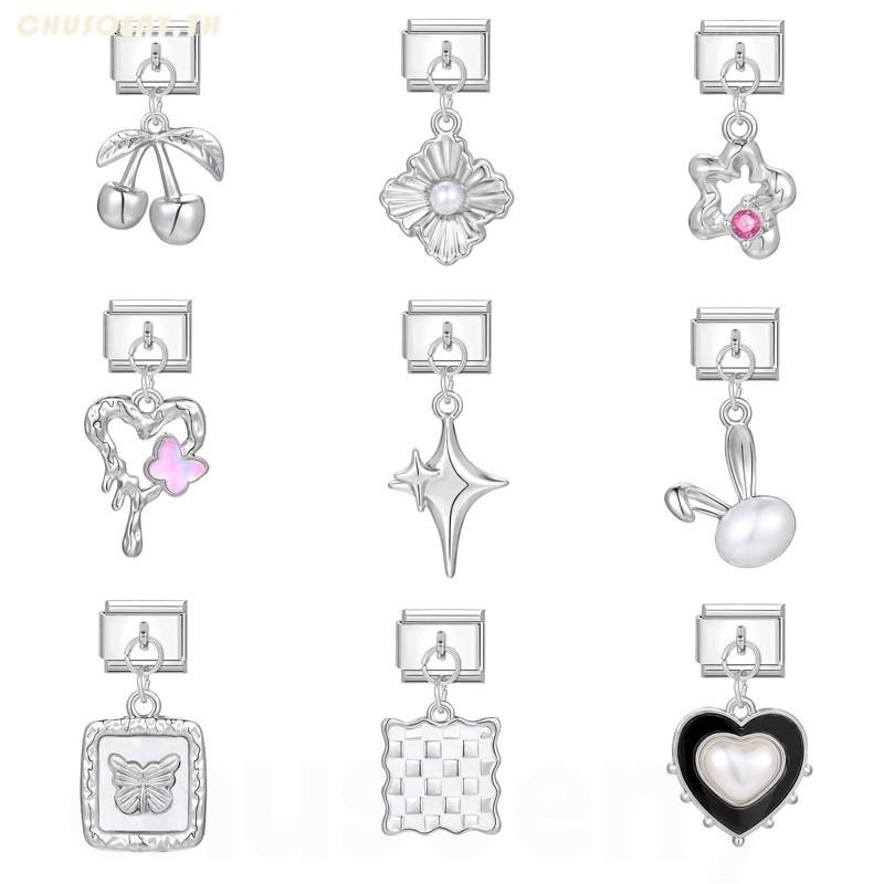 ยอดนิยม Love Unicorn จี้หัวใจสีอิตาเลี่ยน Charm Links Fit 9 มม.สร้อยข้อมือสแตนเลสทําเครื่องประดับ
