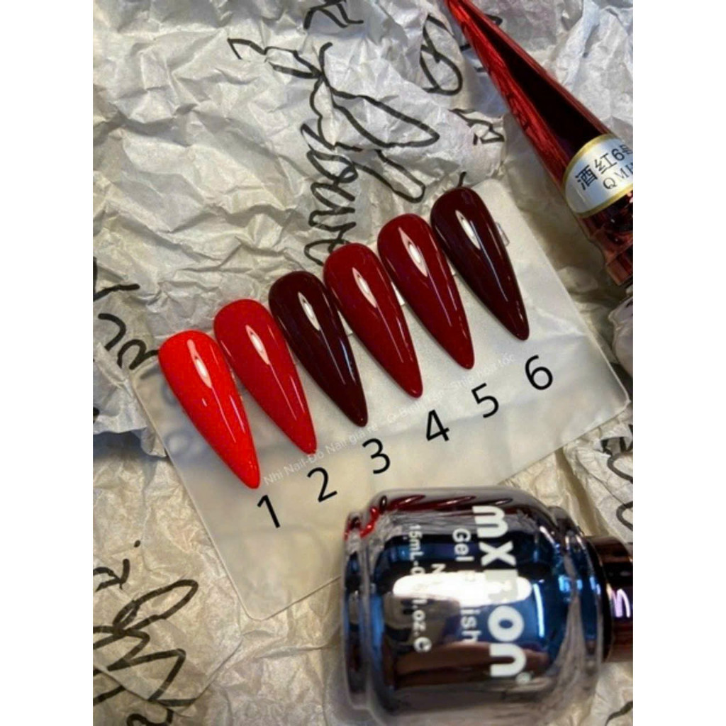 MXBON สีเจล เวียดนาม โทนสีแดง แดงไวน์ แดงมะเหมี่ยว สีเจลเนื้อแน่น  มีให้เลือก 6 สี 15ml -wenailsth -