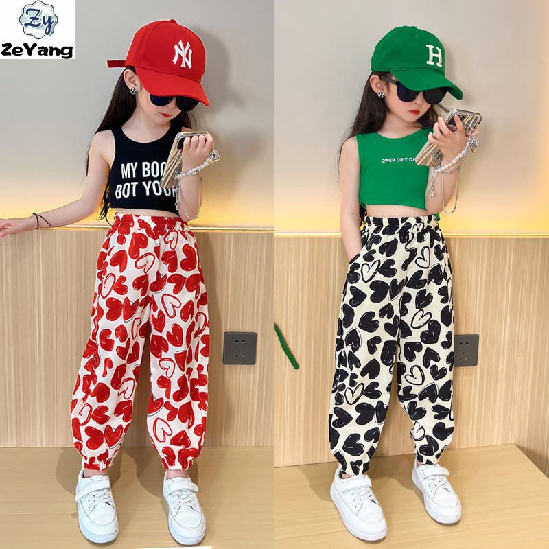 [ZY] 90-160 Ready Stock กางเกงลําลองเด็กแฟชั่นกางเกงป้องกันยุง Love Graffiti กางเกงเด็กทารกแฟชั่นกางเกงขายาวกางเกง All-Match กางเกง