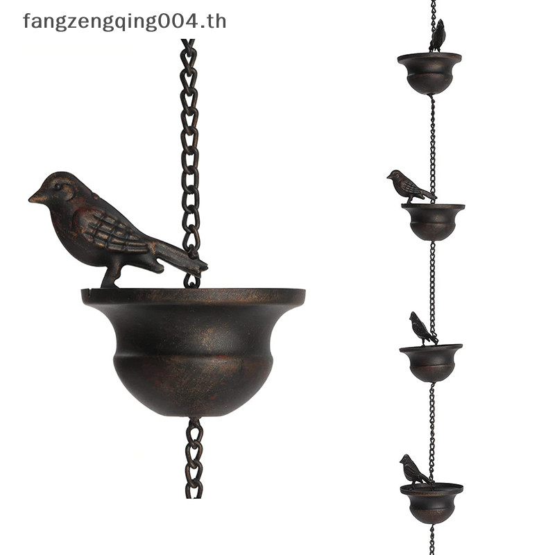 F4th Rain Chains สําหรับ Gutters Mobile Birds On Cups Rain Chimes Divert Water Away พร้อมที่แขวนที่แนบมา Dark Bronze Home Décor น่าทึ่ง f4th