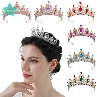 [BigHouseSea] คริสตัลหรูหรา Princess Crown เครื่องประดับผม Tiara สําหรับผู้หญิง Rhinestone งานแต่งงานเจ้าสาวมงกุฎเครื่องประดับใหม่ใหม่ใหม่