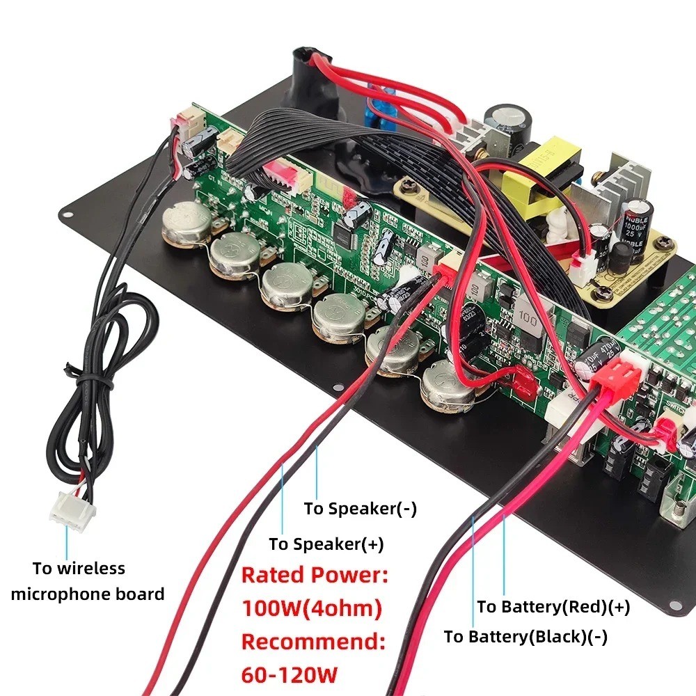 12v 100W บอร์ดเครื่องขยายเสียง Square Dance ลําโพงเครื่องขยายเสียงรองรับ Bluetooth AUX TF-Card U-Disk การบันทึก 6-12 นิ้วลําโพง