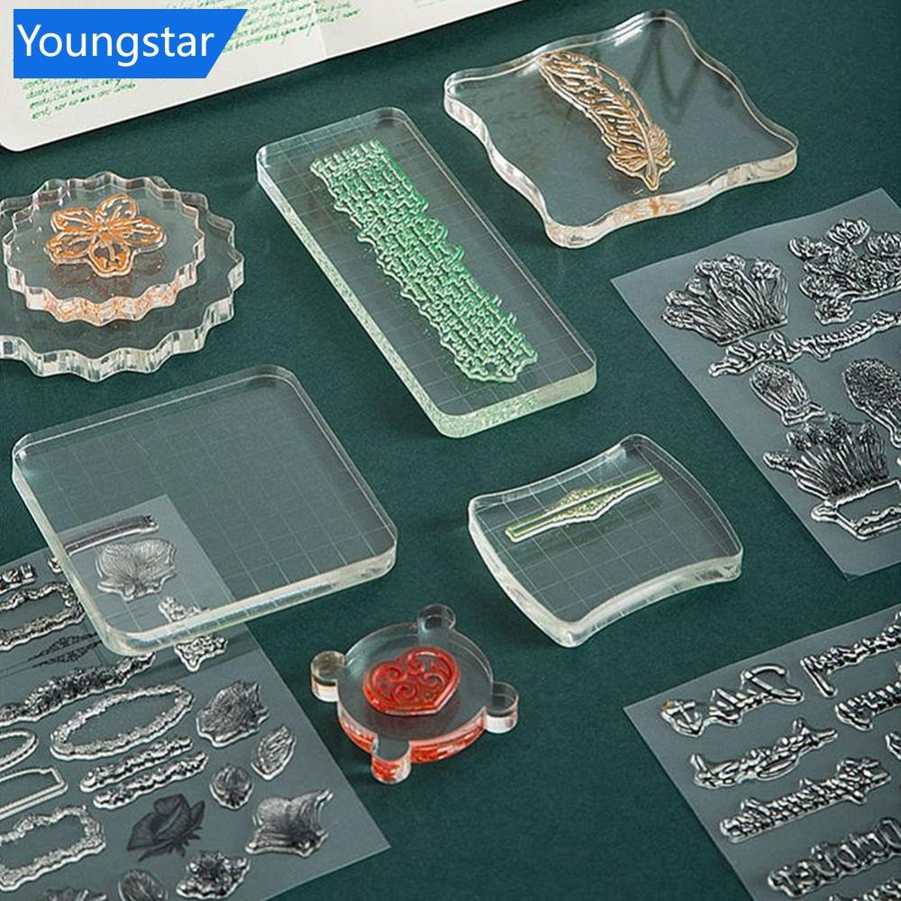 Ys อะคริลิคบล็อกสําหรับแสตมป์ใส Cling ติดตั้งแสตมป์ยาง DIY Scrapbooking อัลบั้มภาพตกแต่ง Handmade เครื่องมือขี้ผึ้งแสตมป์ Pad A7P9