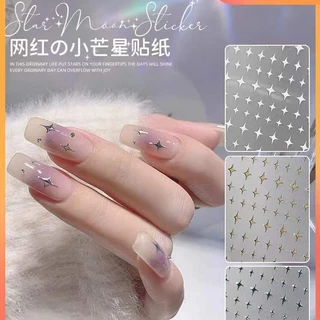 สติ๊กเกอร์ติดเล็บ ตกแต่งเล็บ เริ่มต้น ดาวกระจาย เงิน ทอง ขาว ดํา คูดัน