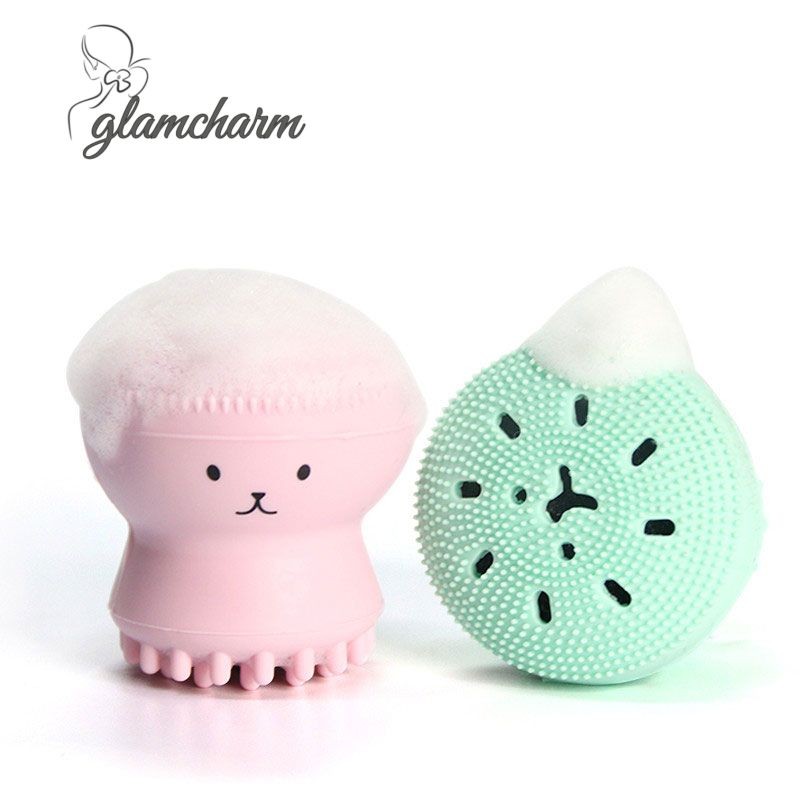 glamcharmSmall Octopus face wash brush แปรงซิลิโคนล้างหน้าฟองน้ําแมงกะพรุนเพื่อลบสิวหัวดํา