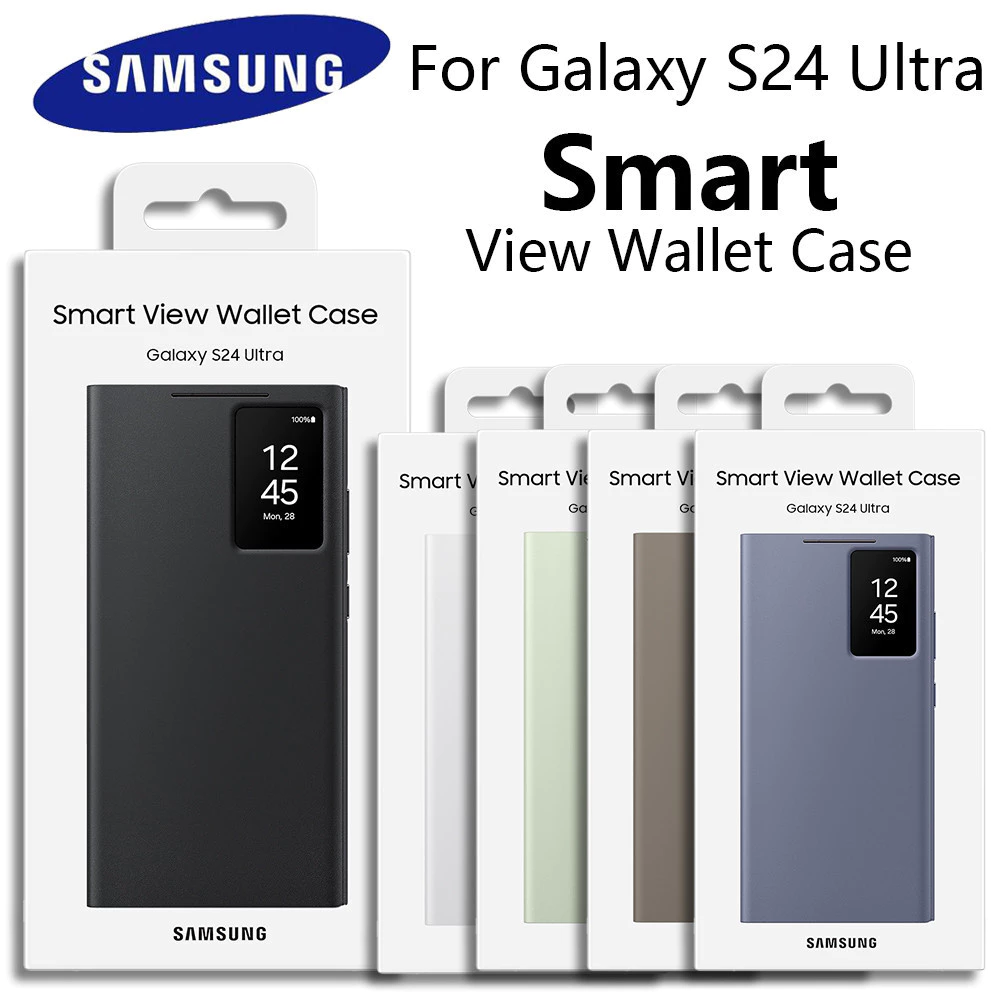 Original For Samsung Galaxy S24 Ultra Smart View Wallet Case Flip High Quality Leather Cover S24Ultra Card Bag Protector Shell