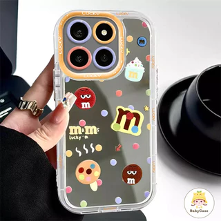 ลายจุดสีน่ารัก M เมล็ดช็อกโกแลต กระจกแต่งหน้า เคสIPhone 16 15 17 11 13 14 12 Pro Max XR XS X Max 8 15 14 Plus SE 2020