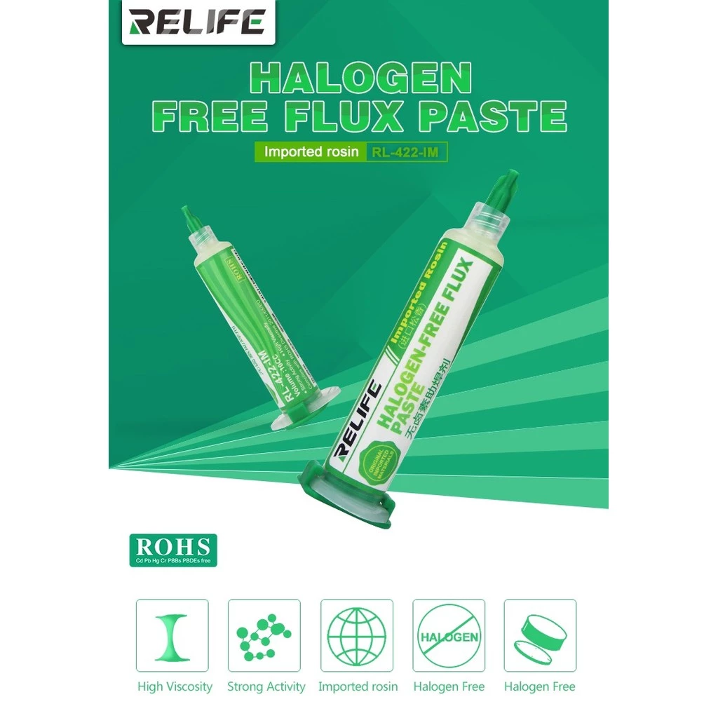 ฟลั๊คหลอด ยก วาง RL-422 (USA) ควันน้อยRELIFE-421-lm ปราศจากฮาโลเจน สําหรับบํารุงรักษาเครื่องมือบัดกรีความปลอดภัย