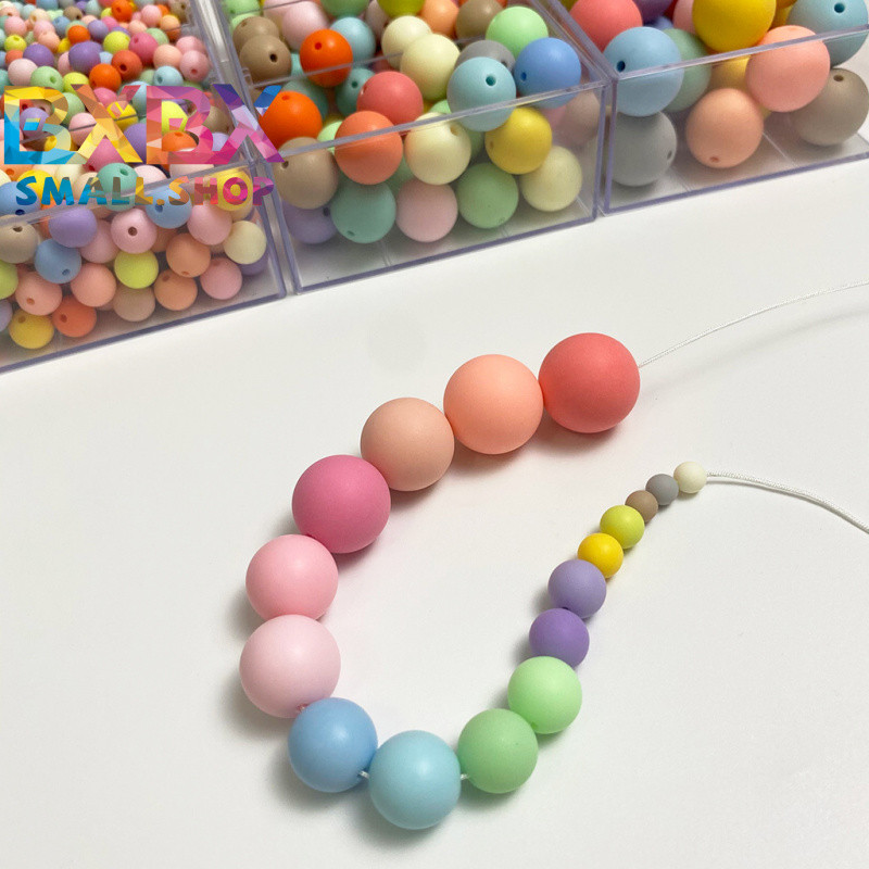 ลูกปัดกลมฝ้าผสมสีครีมมาการองสีทําเองห่วงโซ่โทรศัพท์มือถือวัสดุแฮนด์เมดลูกปัดจี้อุปกรณ์เสริมลูกปัดหลวม