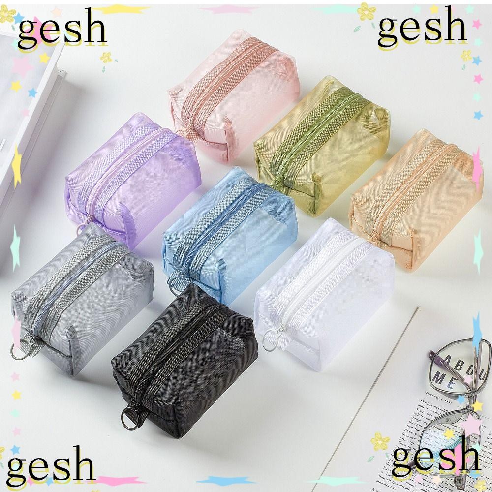 กระเป๋าใส่เหรียญ เกช1,กระเป๋าเครื่องสําอางสีทึบตาข่าย,แฟชั่นความจุขนาดใหญ่กระเป๋าแต่งหน้าแบบพกพาผู้ชาย