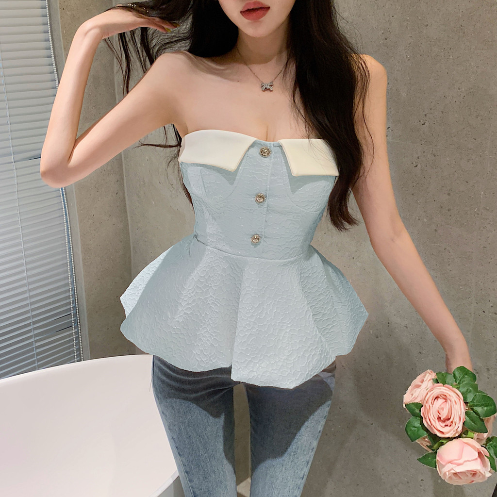 American Niche ประณีตทอเซ็กซี่ Halterneck Camisole ผู้หญิง All-Match ฤดูร้อน Fluffy Tweed Western สไตล์ฤดูร้อนผู้หญิงเสื้อผ้า