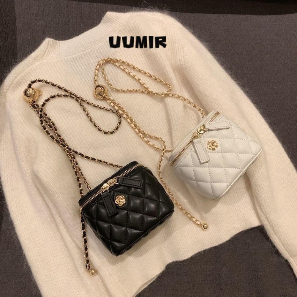 UUMIR กระเป๋าสะพายใบเล็ก สายโซ่ Rhombus Crossbody Bag, Camellia Bucket Bag
