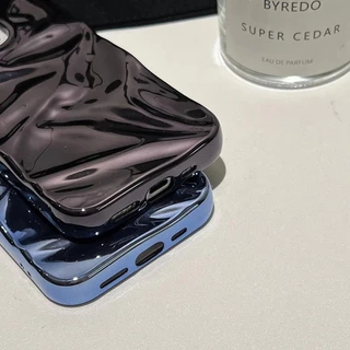 แฟชั่นพับริ้วรอย3DซิลิโคนสําหรับiPhone 17 15 14 13 12 Pro Max 16 Plus 11 Soft Electroplatedกันชนฝาครอบโทรศัพท์