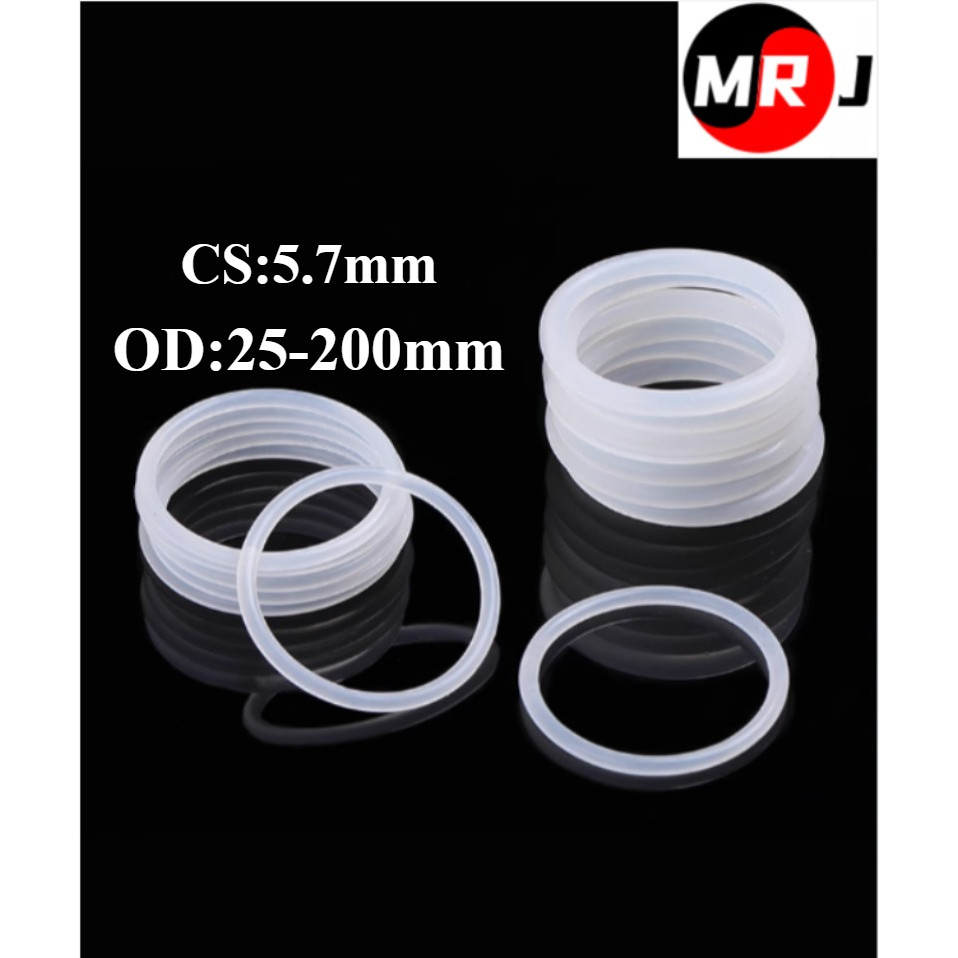 [MRJ] ซิลิโคนโอริง VMQ สีขาว CS5.7 มม. * OD25-200 มม. ไนไตรล์ฟลูออรีนแหวนยางปิดผนึกทนอุณหภูมิสูงทนต่