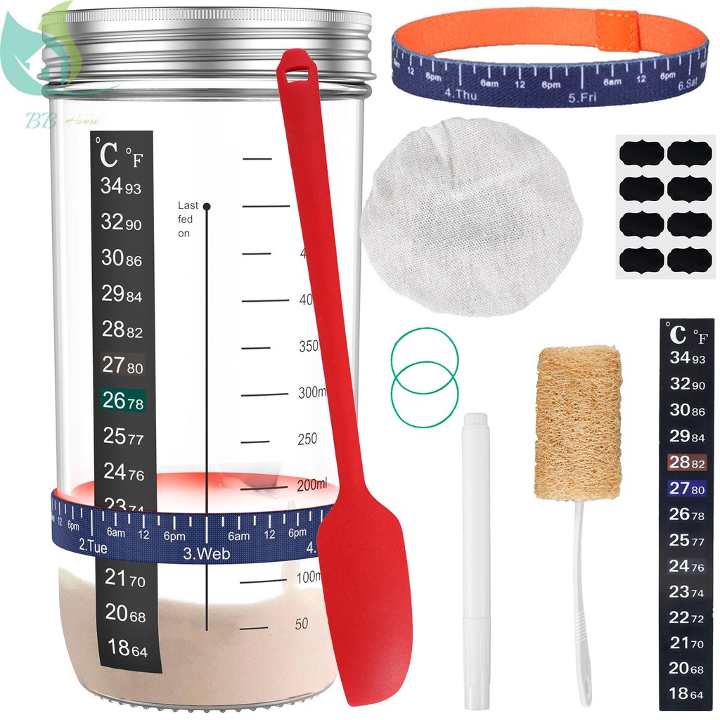 11 ชิ้น Sourdough Starter Jar ชุดขนาด 730ml ทนความร้อน Sourdough Starter คอนเทนเนอร์นํากลับมาใช้ใหม่