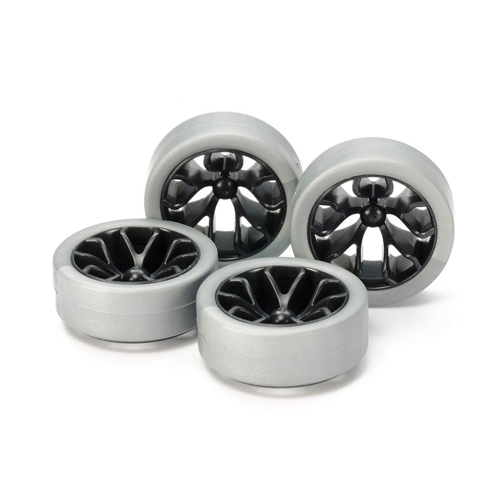 Tamiya Mini 4WD Special Product Hard Low Height Tire (Silver) & Carbon Reinforced Wheel (Y Spoke) 95