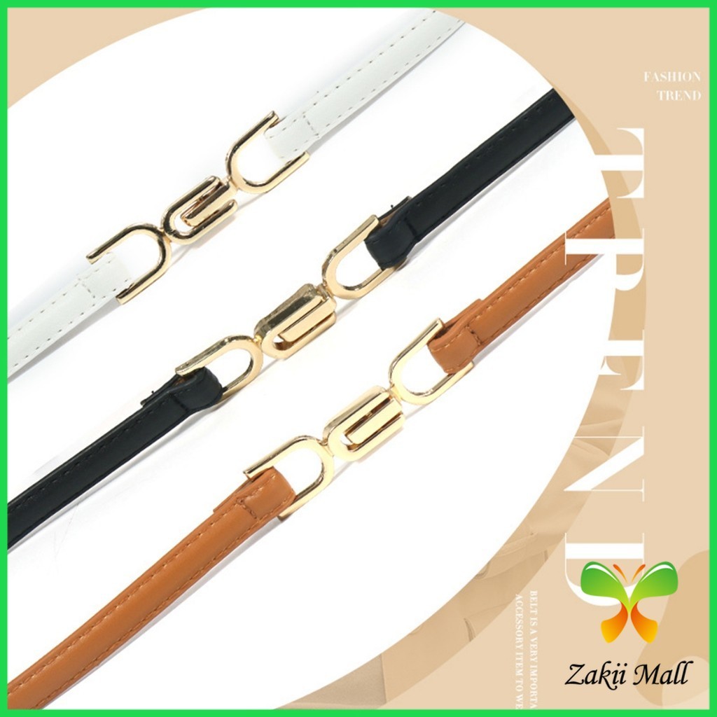 Z.M. เข็มขัด แบบบาง ปรับความสั้น ยาวได้ แฟชั่นเรียบง่าย สไตล์เกาหลีเรโทร สําหรับผู้หญิง PU Belt - รูปที่ 5