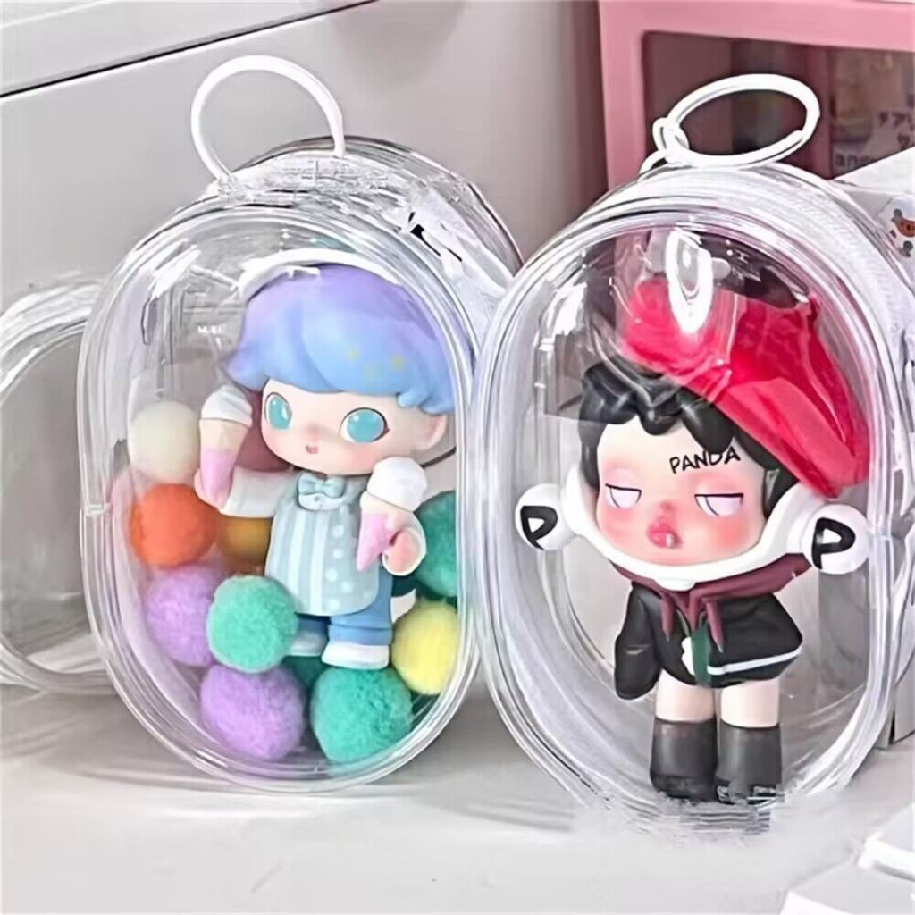 กระเป๋าเก็บของใส Labooboo กระเป๋าตุ๊กตา PVC หนา กันฝุ่น แฟชั่น จี้ห้อยกระเป๋าเป้สะพายหลัง พวงกุญแจ - รูปที่ 3