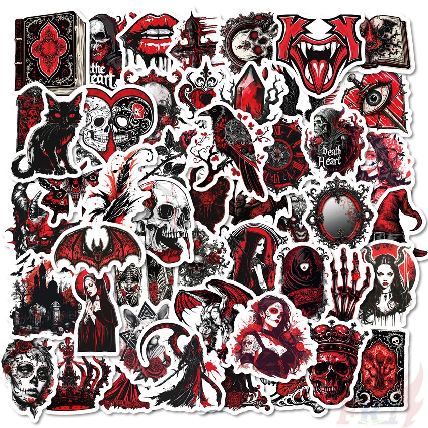 Dark Red Gothic Horror Art Series 02 สติ๊กเกอร์ 50 ชิ้น/เซ็ต DIY แฟชั่นสติ๊กเกอร์กันน้ํา Doodle สติ๊กเกอร์