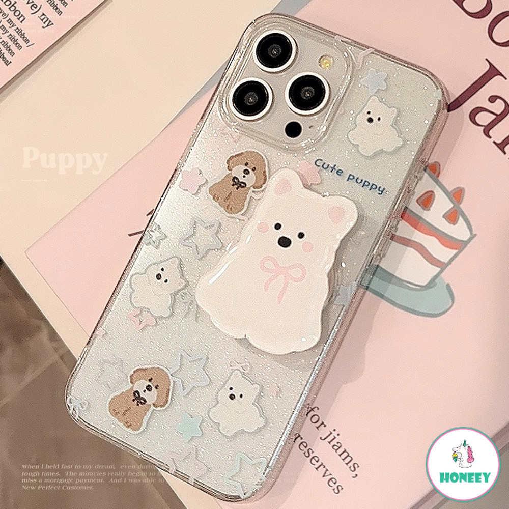 การ์ตูนglitterเงาน่ารักสุนัขดาวใสเคสโทรศัพท์ลูกสุนัขสําหรับiphone 11 14 Plus 12 Promax 13 15 Pro Maxกันกระแทกนุ่มTPUโทรศัพท์ปกหลัง