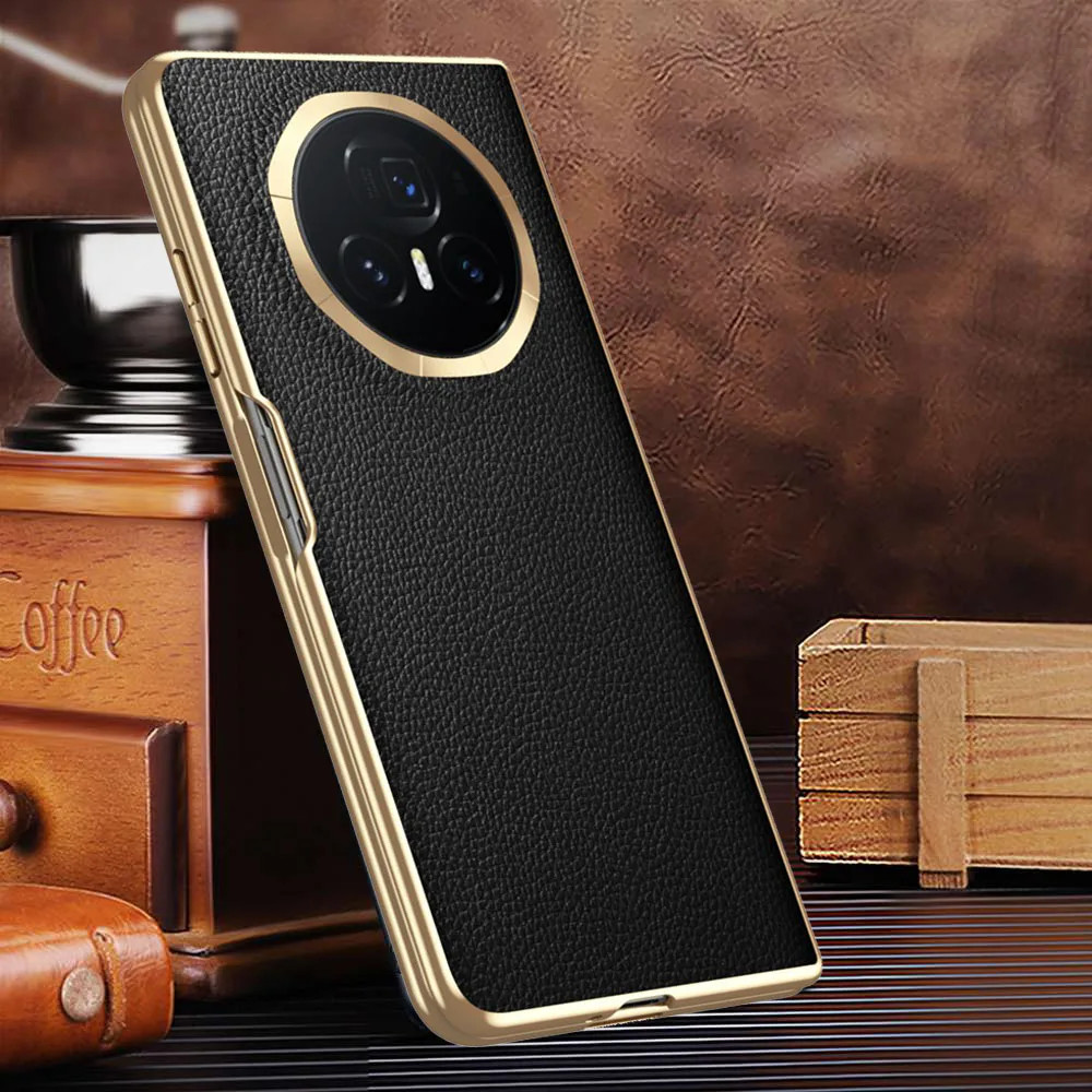 ของแท้หนังสําหรับ Honor Magic V3 VS3 กรณีหรูหราชุบ Coque สําหรับ Magic V VS 3 ฝาครอบหนังวัวโทรศัพท์ Protector